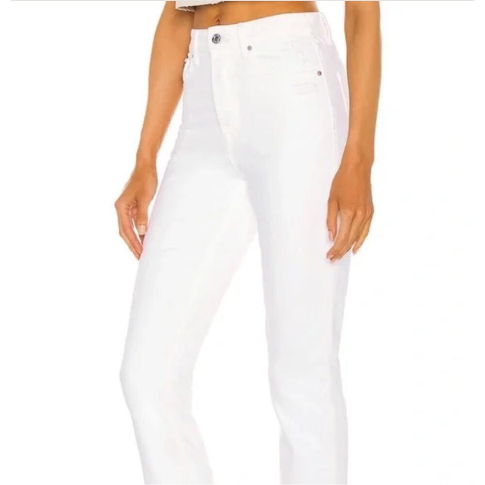 GRLFRND White Straight Leg Denim Jeans